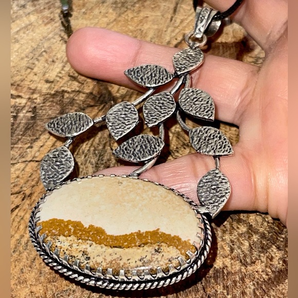 Large Earthy Picture Jasper Pendant 4” - Picture 1 of 10